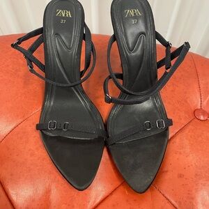 Zara Elegant Black Strappy Heels
